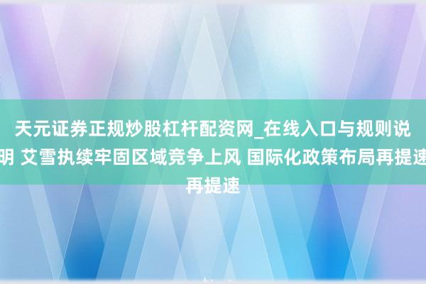 天元证券正规炒股杠杆配资网_在线入口与规则说明 艾雪执续牢固区域竞争上风 国际化政策布局再提速