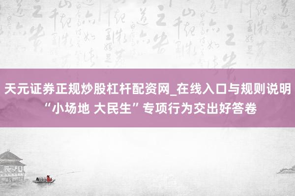 天元证券正规炒股杠杆配资网_在线入口与规则说明 “小场地 大民生”专项行为交出好答卷