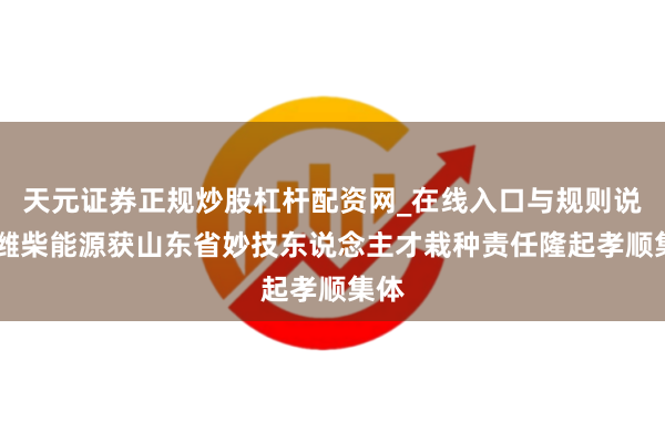 天元证券正规炒股杠杆配资网_在线入口与规则说明 潍柴能源获山东省妙技东说念主才栽种责任隆起孝顺集体