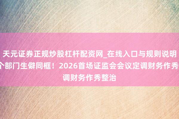 天元证券正规炒股杠杆配资网_在线入口与规则说明 12个部门生僻同框！2026首场证监会会议定调财务作秀整治